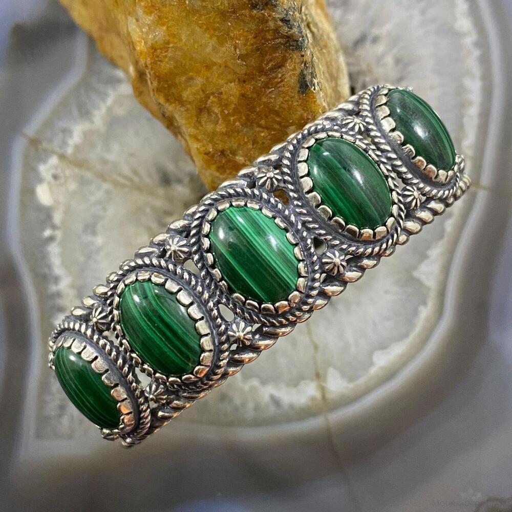 Carolyn Pollack Vintage Southwestern Style Sterling Malachite Bracelet For Women